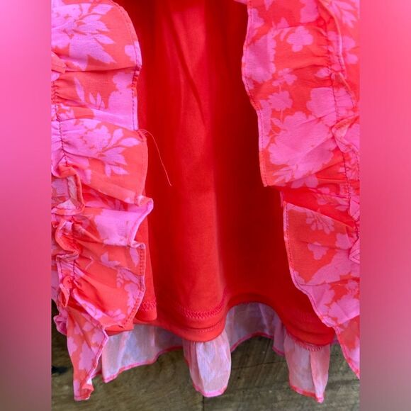 ROBERTSON + RODEO CANDY SHOP POPPY PINK FLORAL SURPLICE RUFFLE DRESS sz M - Picture 6 of 15